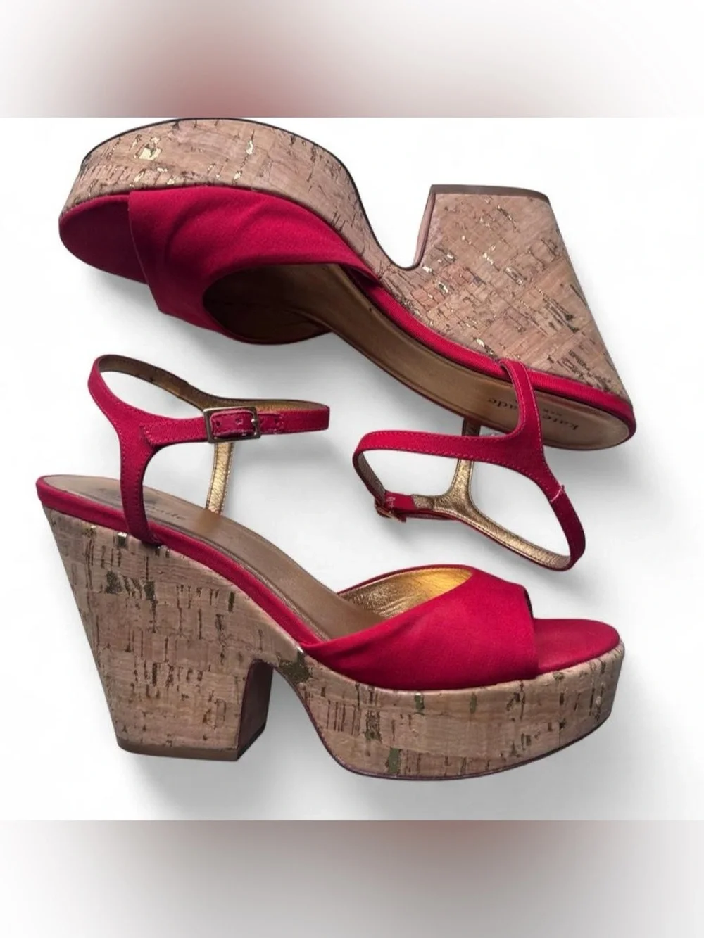 Kate Spade cork wedge platform heels